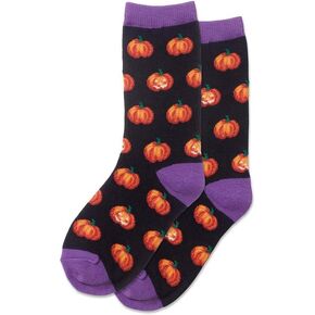 Hotsox Kid's Glow In The Dark Pumpkins Socks 1 Pair, Black, Small/Medium