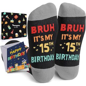 HAPPYPOP 15th Birthday Gifts for Teens - Socks for Young Adults Age 15, Presents for 15 Year Old Boys and Girls, 15 Yr Old Gift Ideas