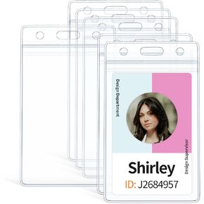 Uniclife 6 Pack Vertical ID Card Badge Holder Waterproof Clear Card Sleeve Case Cover Heavy Duty Card Protector Pouch with Resealable Zip for Proximity Key Card Driver’s License and Credit Card