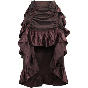 Daisy corsets Women's Brown Brocade Adjustable High Low Bustle Skirt