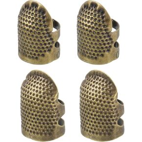 uxcell Sewing Thimble Finger Protector, 4 Pcs Metal Finger Shield Ring for Hand Sewing, Craft Accessories DIY Sewing Tools, Bronze, 2 Sizes