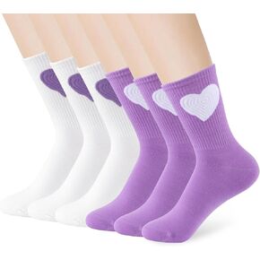 6 أزواج من الجوارب النسائية للكاحل عالية القطن مضحك لطيف جميل القلب رياضي الجري الجوارب هدايا عيد الميلاد للنساء in Kuwait