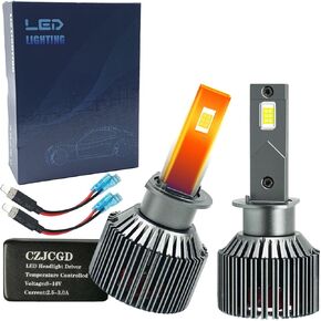 H1 Blubs, Fog Light Bulbs and High Beam, Low Beam, 500% Ultra Bright 6500K Cool White Light Blubs, Plug-N-Play, 1:1 Size Halogen Replacement Bulbs, IP68 Waterproof, Pack of 2