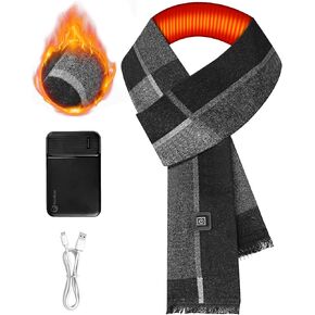 Heated Scarf For Men, Cozy Winter Warmth, Rechargeable Battery Pack, Soft Thermal Scarf, Ideal For Cold Weather