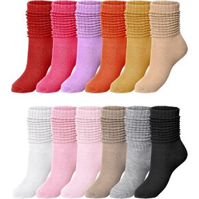 12 Pairs Slouch Socks for Woman Fuzzy Warm Scrunch Socks Boot Socks Winter Fluffy Socks for Women Christmas Gifts
