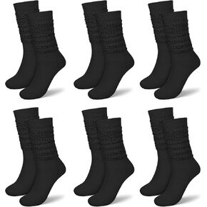 YSense 6 Pairs Slouch Socks Women, Thigh High Long Boot Socks for Women, Soft Knit Casual Crew Slouchy Socks Bulk for Winter