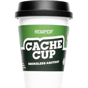 HEMPER Cache Cup: Odor-Proof Car Ashtray with Heat-Resistant Silicone Lid | Discreet for On-the-Go Glass Smokers | Fits All Standard Cup Holders (White)