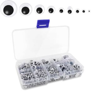 600 Pieces Mixed Inch Black Wiggle Googly Eyes Plastic Round Googly Eyes Self Adhesive for Arts Crafts DIY Scrapbooking Sticker Decoration Assorted Sizes Self-Adhesive Wiggle Eye Large Googly Eyes