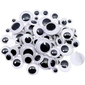 TOAOB 100pcs Googly Wiggle Eyes with Self-Adhesive Round 6mm 8mm 10mm 12mm 15mm Plastic Black Craft Sticker Eyes for DIY Crafts Scrapbooking Decoration