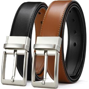 CHAOREN Mens Belts Leather Reversible - One Belt, Two Styles for Dress and Casual Wear