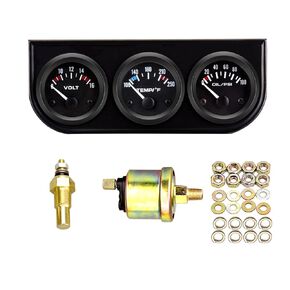 2" Triple Gauge Set (Volt Meter+Water Temperature+Oil Pressure Meter), Automotive Gauge Set, Stainless Steel 3 in 1 Gauge Kit for 12V Cars Ships Boats Truck Motorcycle Marine Automotive
