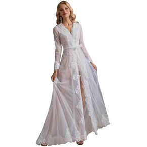 ruthyuexin Long Sleeves Wedding Jacket with Appliques Lace and Sweep Train Bridal Cape