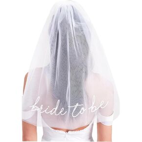 Bride To Be Embroidered Veil, Bride Veil for Bachelorette Party White Veils Headband for Bride Bachelorette Party Favors Accessories for Bridal Showers, Engagement Parties, Wedding