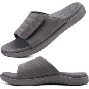 ONCAI Mens Sandals Adjustable Straps Orthotic Plantar Fasciitis Open Toe Athletic Sport Slides with Soft Comfy Arch Support Footbed Size 7.5-15 in Kuwait