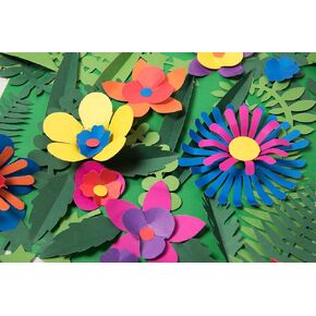 Pop Up Botanical Paper Flowers - Decorations for Wall, Gifts, Classroom, and Home, 210 Pieces Paper Flowers and Leaves
