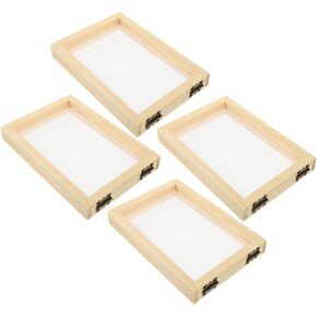 TOYANDONA 4Pcs Wooden Paper Making Screen, Paper Making Mould and Deckle Wooden Paper Making Frame for DIY Paper Crafts (5 x 7)