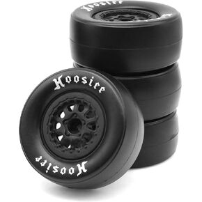 1/10 RC Short Course Racing Truck Tires and Plastic Wheels 12mm Hex Off Road Drag Tyres OD 105mm for 1:10 Scale Truck Car TRAXXAS Slash 4X4 2WD Redcat Rc4wd Axia ARRMA SENTON 3S Losi 4PCS