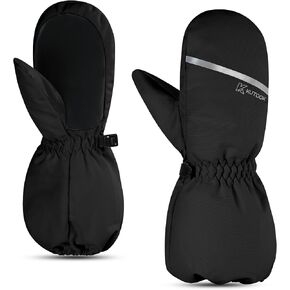 KUTOOK Kids Mittens Waterproof Winter Ski Warm 3M Thinsulate Cotton Long Cuff with Anti-Loss Buckle for Boys Girls 2-8 Years