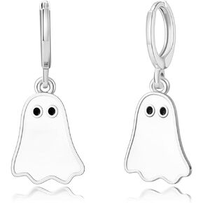 Halloween Ghost Earrings for Women Gold Ghost Huggie Earrings Cute Black White Ghost Drop Earrings Funny Halloween Jewelry
