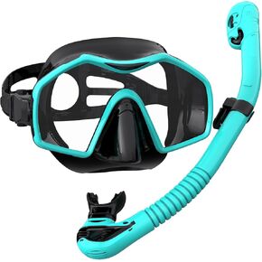 Snorkeling Gear for Adults, Dry Top Snorkel Mask Adult 2 Packs, Snorkel Set with 180°Panoramic Wide View, Anti-Fog Scuba Diving Mask for Snorkeling Swimming Travel