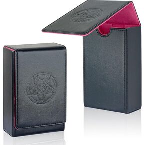 Tarot Card Case/Holder, Single Deck PU Leather Card Holder for Most Standard Size Tarot Cards or Playing Cards, Black and Red