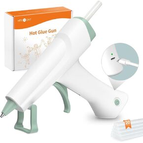 HTVRONT Cordless Hot Glue Gun - Battery Portable & Rechargeable Cordless Glue Gun, Wireless Hot Glue Gun Kit with 20 Mini Glue Sticks, Mini Glue Gun for Crafts Arts DIY School Projects