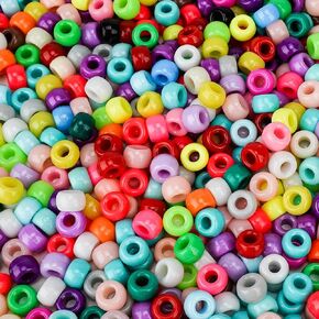 1200+pcs Pony Beads 9mm Kandi Beads for Bracelets, Hair Beads for Braids Plastic Colorful Beads Bulk Acrylic Assorted Beads for Crafts Keychains Jewelry Friendship Bracelet Kit