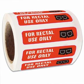 for Rectal Use Only Stickers / 1.5" x .375" Fluorescent Red Orange Stickers with Permanent Adhesive,500 Labels Per Roll