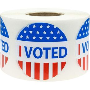 InStockLabels Red-White-and-Blue "I Voted" Circle Stickers, 1.5-Inch Round Labels, Pack of 500