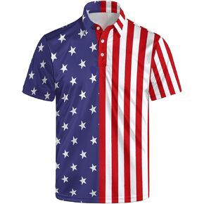 Golf Shirts for Men Quick-Dry Moisture Wicking Short Sleeve Print Shirts Funny Golf Polo Shirts Collared Shirt