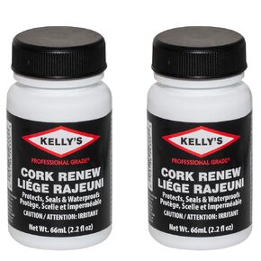 Kelly's Cork Sealer (2.2 Fl Oz 2 Pack, 4.4 Fl Oz Total) - Waterproof & Protect Cork Sandals with Brush Applicator - Water Based Formula Dries Clear, Prevents Drying Out & Breaking Down Cork Surfaces
