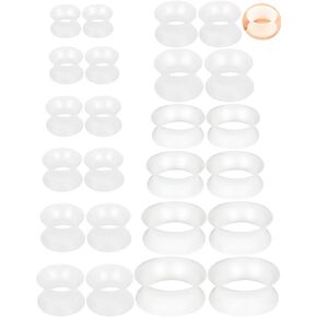 10G-20mm Thin Silicone Ear Gauges Tunnels Stretching Kit Rubber Flesh Ear Plugs Gauges Double Flared Flexible Tunnel Earrings Gauge Kit for Women Men