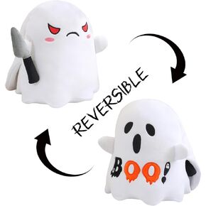 Halloween Ghost Plush Reversible Ghost Plushie - Angry + Scared - Cute Sensory Ghost Stuffed Animals Home Decor for Boys and Girls(Boo Ghost,10 Inch)