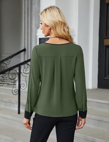 Blooming Jelly Womens Business Casual Long Sleeve Tops Color Block Fall Outfits 2024 Dressy Basic Work Shirts in Saudi Arabia