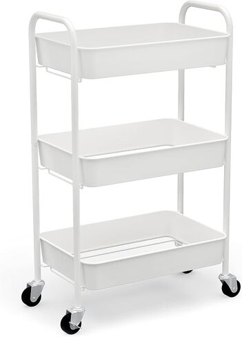 CAXXA 3-Tier Rolling Metal Storage Organizer - Mobile Utility Cart with Caster Wheels, Blue in Kuwait