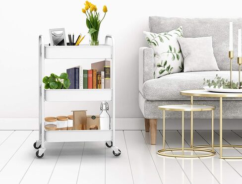 CAXXA 3-Tier Rolling Metal Storage Organizer - Mobile Utility Cart with Caster Wheels, Blue in Kuwait
