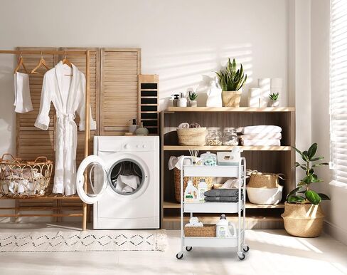 CAXXA 3-Tier Rolling Metal Storage Organizer - Mobile Utility Cart with Caster Wheels, Blue in Kuwait