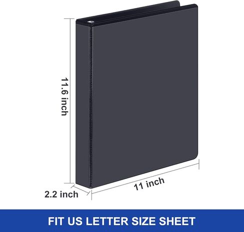 COMIX Economy 1 inch Binders 3 Ring with Clear View Cover, 1" Round Ring Presentation Binder Holds 200 Sheets of US Letter Size Paper, 12 Pack (Black) in Saudi Arabia