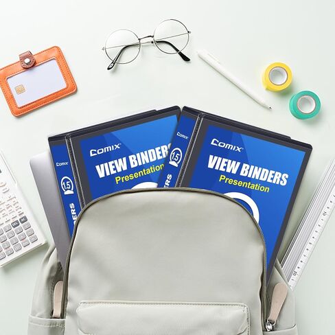 COMIX Economy 1 inch Binders 3 Ring with Clear View Cover, 1" Round Ring Presentation Binder Holds 200 Sheets of US Letter Size Paper, 12 Pack (Black) in Saudi Arabia