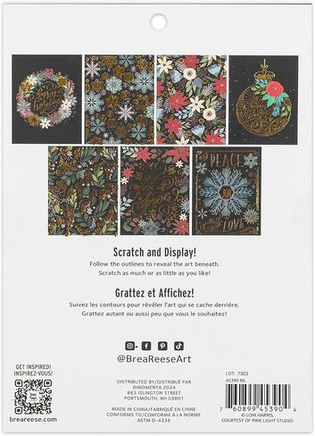 وسادة ورقية للخدش - عطلة آرت ديكو - 14 صفحة 6 × 8، تكشف عن 7 تصميمات للعطلات الموسمية والاحتفالية، بوبس معدني، مجموعة حرفية للبالغين in Kuwait