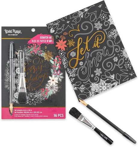 وسادة ورقية للخدش - عطلة آرت ديكو - 14 صفحة 6 × 8، تكشف عن 7 تصميمات للعطلات الموسمية والاحتفالية، بوبس معدني، مجموعة حرفية للبالغين in Kuwait