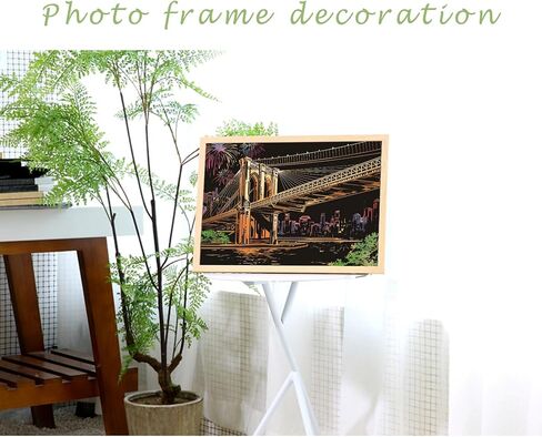 Scratch Rainbow Painting Art Paper,Scratch Art Crafts Set for Adults&Kids,Scratch Painting DIY Creative Gift with 4 Tools,16''x11''(Mt. Fuji&Brooklyn Bridge) in Saudi Arabia