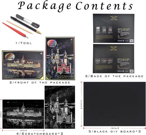 Scratch Rainbow Painting Art Paper,Scratch Art Crafts Set for Adults&Kids,Scratch Painting DIY Creative Gift with 4 Tools,16''x11''(Mt. Fuji&Brooklyn Bridge) in Saudi Arabia