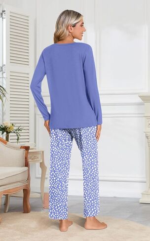 Anymiss Womens Fall Winter Pajama Sets 2 Piece Long Sleeve Lounge Sleepwear Comfy Pjs Sets with Pockets in Kuwait
