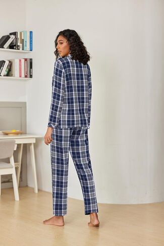 Ekouaer Pajamas for Women 2 Piece Lounge Set Long Sleeve Plaid Sleepwear Casual 2 Piece Pjs S-XXL in Saudi Arabia