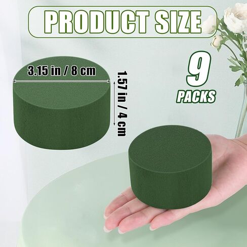 9 Packs Round Floral Foam Blocks Green Wet Dry Flower Foam Bricks 3.15 Inch DIY Flower Arrangement Supplies Kit Florist Foam for Aisle Flowers Wedding Party Decorations in Saudi Arabia