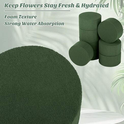 9 Packs Round Floral Foam Blocks Green Wet Dry Flower Foam Bricks 3.15 Inch DIY Flower Arrangement Supplies Kit Florist Foam for Aisle Flowers Wedding Party Decorations in Saudi Arabia