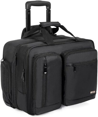 Rolling Laptop Bag, Wheeled Briefcase 17.3 inch Rolling Briefcase, Overnight Roller Bag with RFID Blocking Pocket, Repellent Travel Roller Underseat Bag -Black in Saudi Arabia