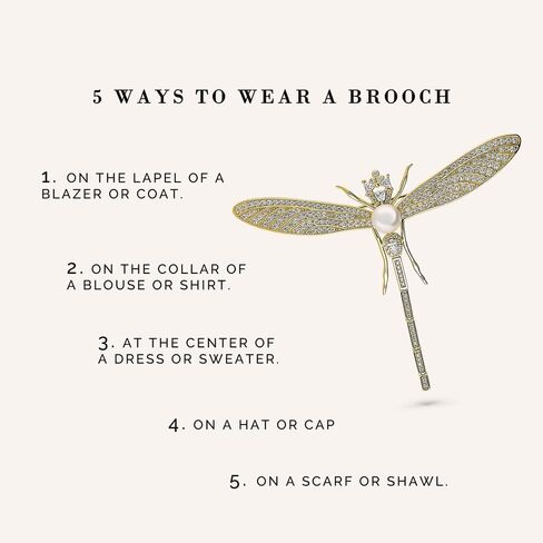 BERRICLE Sterling Silver Dragonfly Button Freshwater Cultured Pearl Fashion Brooch Pin for Women (Yellow Gold Flashed, Rhodium Plated) in Saudi Arabia