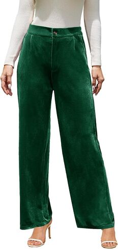Velvet Pants for Women Dressy Women Casual Wide Leg Pants Stretchy High Waisted Velour Palazzo Pants in Saudi Arabia